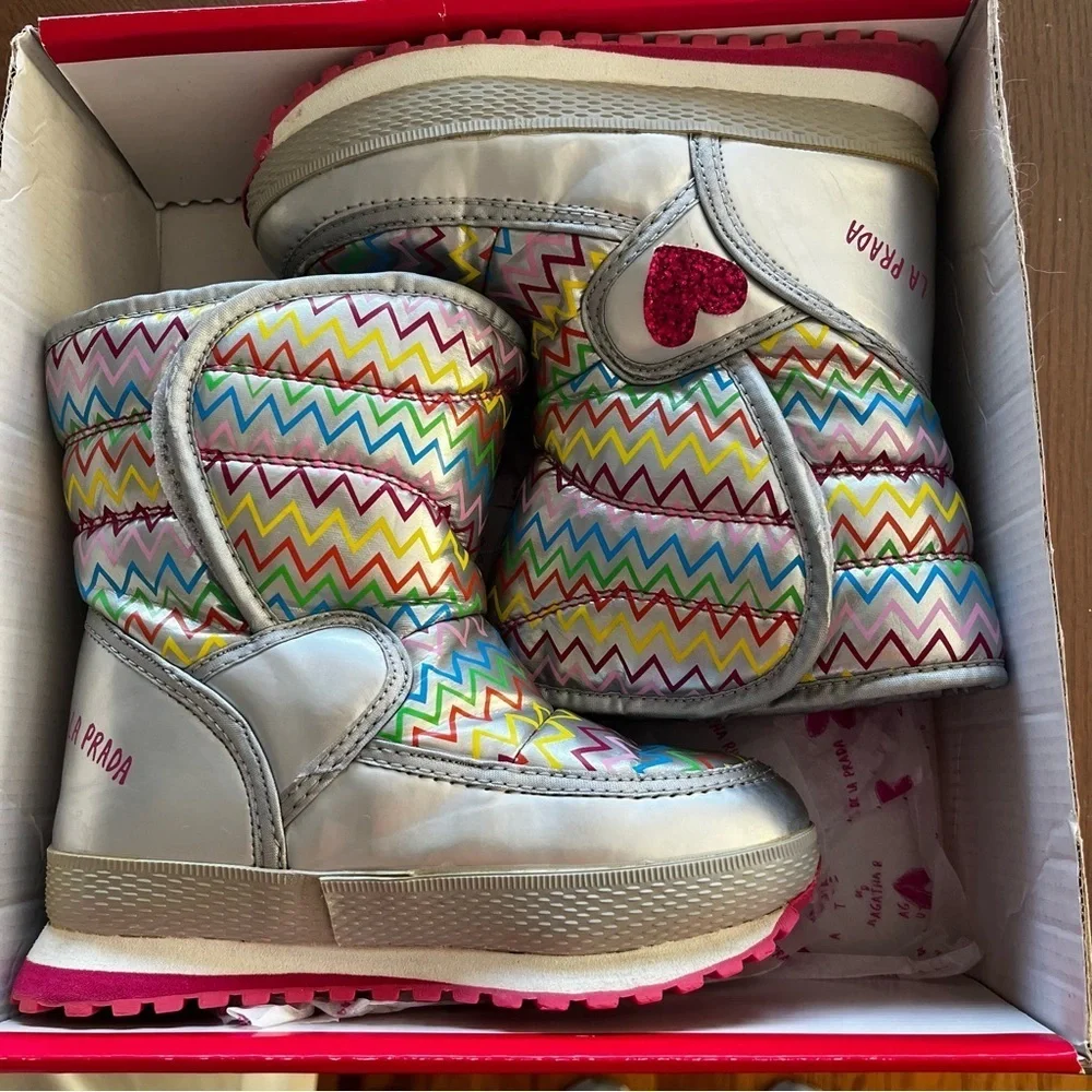 Agatha Ruiz De La Prada Colorful Zigzag Kids Snow Boots
